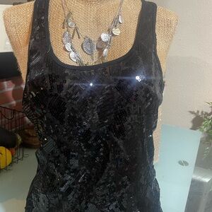 Black Sequin Tank Top